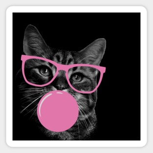 Cute Sassy Cat Pink Bubble Gum Sticker